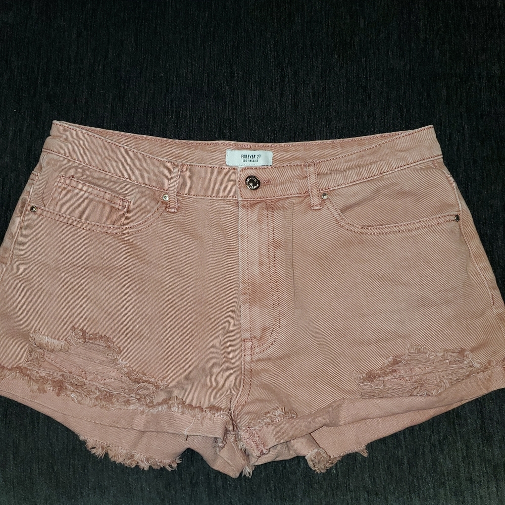 FOREVER 21 Coral Denim Shorts
